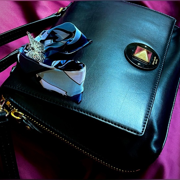 Kate Spade Black Crossbody Bag with Blue Scarf Accent - Picture 5 of 15